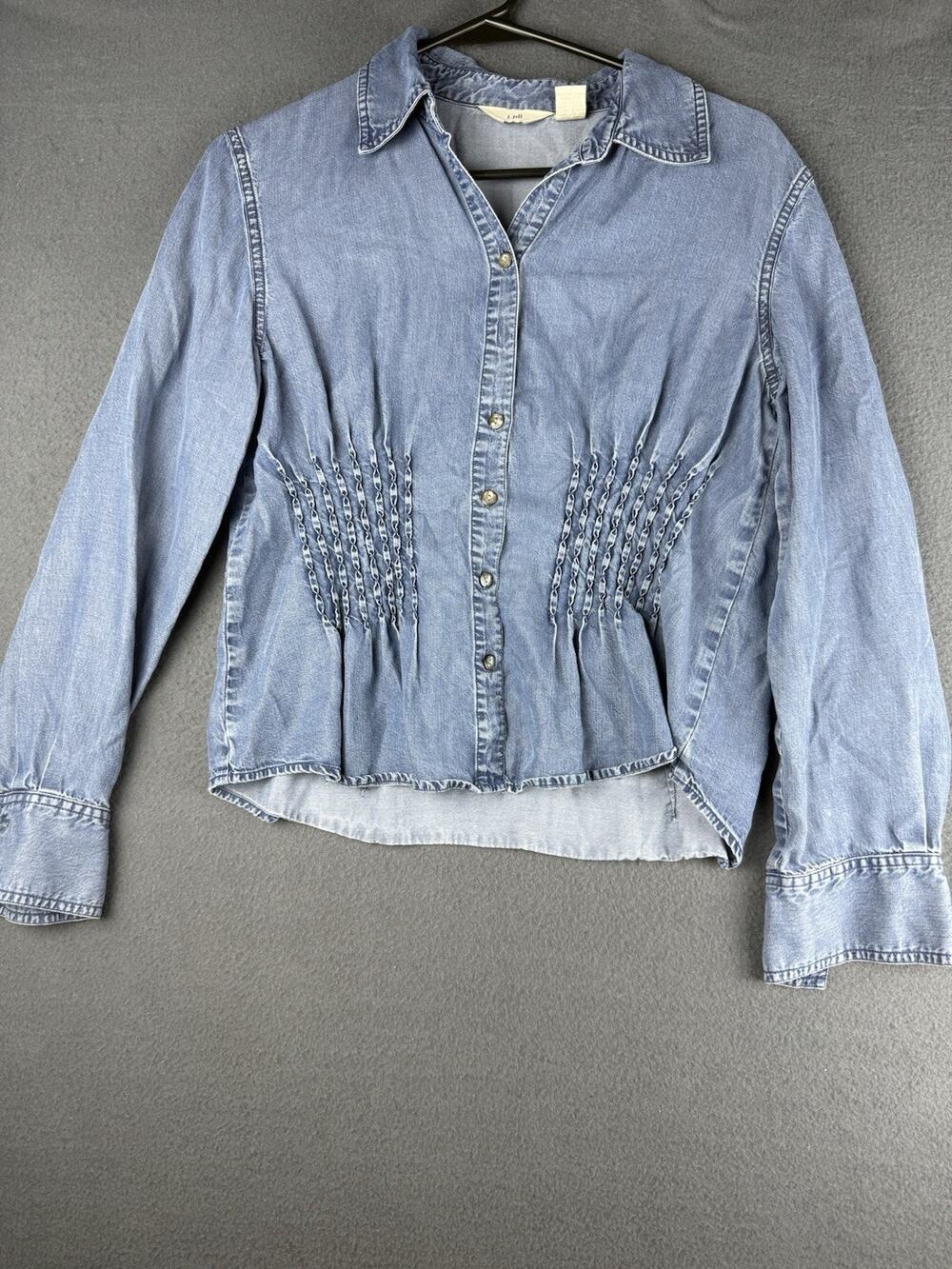 J.Jill Denim Collared Denim Shirt Womens Size S 100% Lyocell Casual Fall
